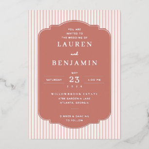 En Aluminium Faire invitation de mariage aux rayures roses élég