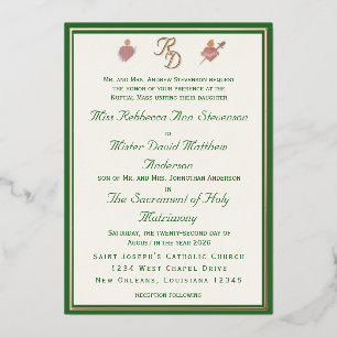 En Aluminium Faire invitation de mariage catholique à deux cœur