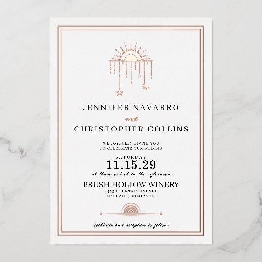 En Aluminium Faire Invitation de Mariage Céleste avec Détails (Recto)