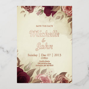 En Aluminium Faire invitation de mariage fleur rose rouge
