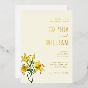 En Aluminium Faire invitation de mariage floral jaune
