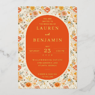 En Aluminium Faire invitation de mariage florale orange élégant