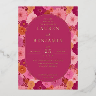 En Aluminium Faire invitation de mariage florale rose
