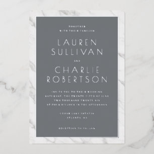 En Aluminium Faire invitation de mariage minimaliste gris éléga