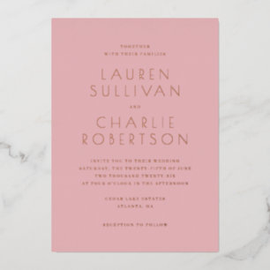 En Aluminium Faire invitation de mariage minimaliste rose éléga