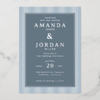 Faire invitation de mariage rayée bleue