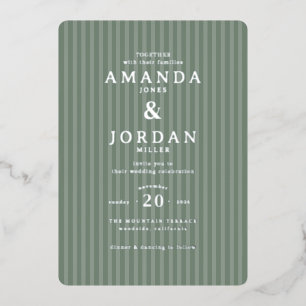 En Aluminium Faire invitation de mariage rayée verte