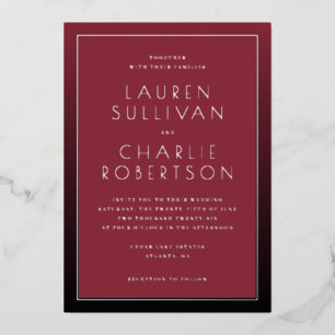 En Aluminium Faire invitation de mariage typographique bordeaux