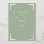 En Aluminium Faire invitation de mariage vert sauge élégant (Recto)