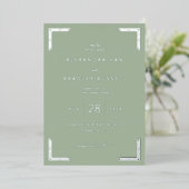En Aluminium Faire invitation de mariage vert sauge élégant (Debout devant)