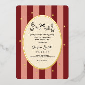 En Aluminium Festive Red Striped Holiday Party Invitation (Recto)