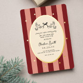 En Aluminium Festive Red Striped Holiday Party Invitation