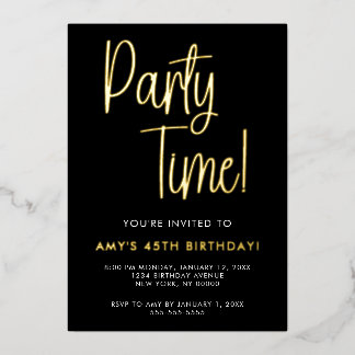 En Aluminium Fête Anniversaire Gold Foil Invitation