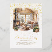 En Aluminium Fête maison de Noël confortable Foil Invitation (Recto)