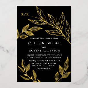 En Aluminium feuillage luxueux et élégant mariage invitation