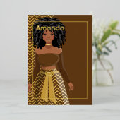 En Aluminium Fille Afro Anniversaire Foil Invitation (Debout devant)