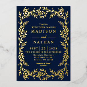 En Aluminium Floral Gold Victorian Mariage Foil Invitation