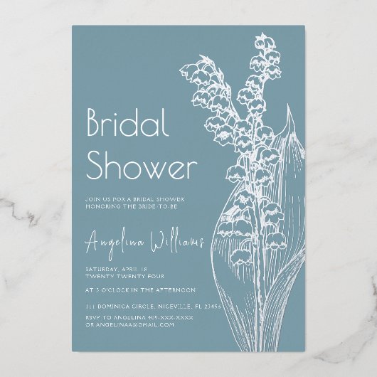 En Aluminium Foil Invitation Bride Douche. (Recto)