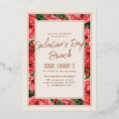 En Aluminium Foil Rose Frame Galentine's Day Invitation - Ivory (Recto)