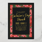 En Aluminium Foil Rose Frame Galentine's Day Invitation - Noir (Recto)