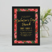 En Aluminium Foil Rose Frame Galentine's Day Invitation - Noir (Debout devant)