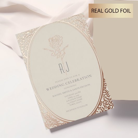 En Aluminium French Rococo Gold Foil Wedding Invitation