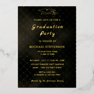 En Aluminium Gold Black Design moderne Grad Party Invitation