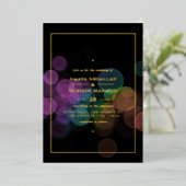 En Aluminium Gold Bokeh Mariage Foil Invitation (Debout devant)