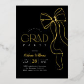 En Aluminium Gold Bow Graduation Invitation (Recto)