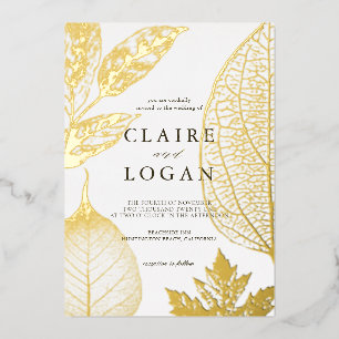 En Aluminium Gold Delicate Feuille Mariage Foil Invitation