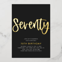 Gold Foil 70e anniversaire Invitation | Seventies
