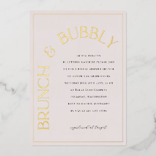 En Aluminium Gold Foil Brunch & Bubbly Bridal Shower Invitation
