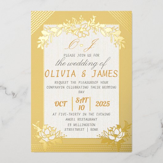 En Aluminium Gold Foil Wedding Invitation Premium Foil (Recto)