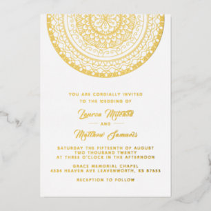 En Aluminium Gold Mandala Mariage Foil Invitation