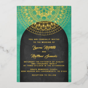 En Aluminium Gold Mandala Mariage Foil Invitation