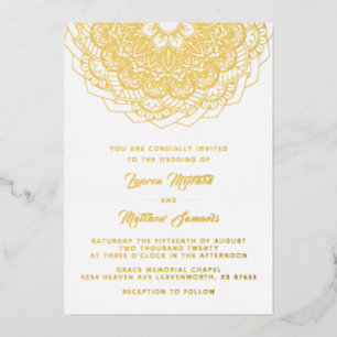 En Aluminium Gold Mandala Mariage Foil Invitation