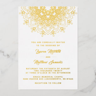 En Aluminium Gold Mandala Mariage Foil Invitation