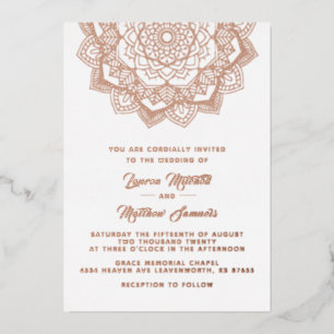 En Aluminium Gold Mandala Mariage Foil Invitation