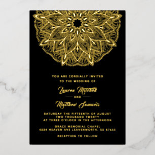 En Aluminium Gold Mandala Mariage Foil Invitation