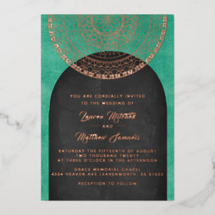 En Aluminium Gold Mandala Mariage Foil Invitation