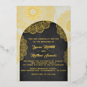 En Aluminium Gold Mandala Mariage Foil Invitation