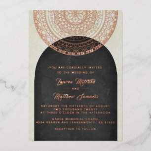 En Aluminium Gold Mandala Mariage Foil Invitation