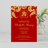 En Aluminium Gold Red Longevity Invitation à l'huile d'annivers (Debout devant)