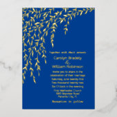 En Aluminium Gold Willows Royal Blue Mariage Foil Invitation (Recto)
