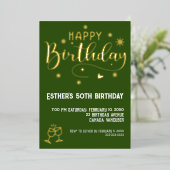 En Aluminium Golden Script Anniversaire Foil Invitation (Debout devant)