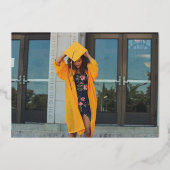 En Aluminium Grad Party Photo Real Foil Invitation (Verso)