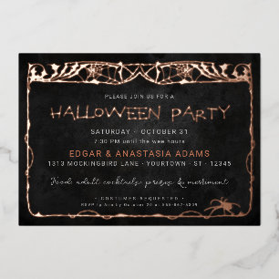 En Aluminium Halloween Spider Web Rose Gold Foil Invitation