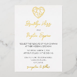 En Aluminium Heartstrings Mariage Foil Invitation