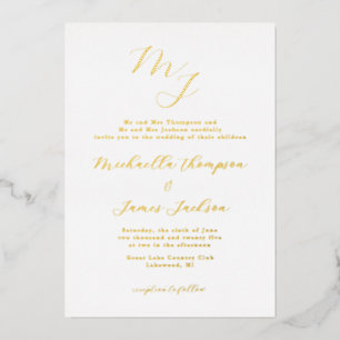 En Aluminium Initiales Élégantes Invitation de Mariage Raffinée