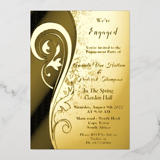 En Aluminium Inspiration Gold Filigree Foil Invitation (Recto)